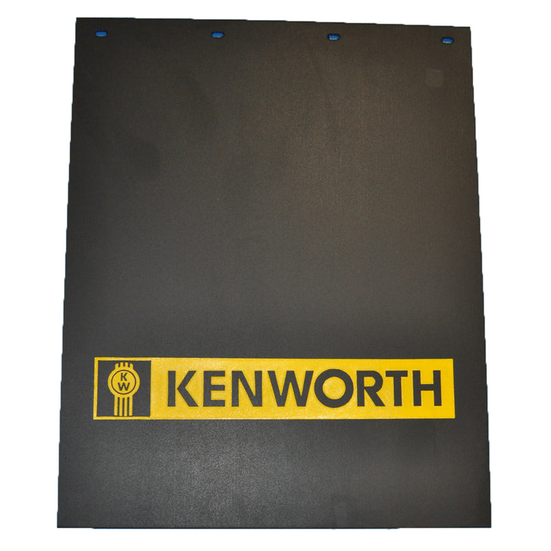 Kenworth 24" x 30" black mudflap w/yellow stamped logo