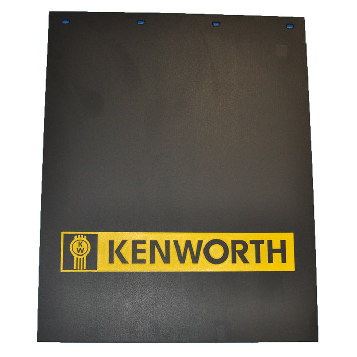 Kenworth 24" x 30" black mudflap w/yellow stamped logo