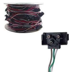 3 male prong plug continuous wire harness - 12" centers, sold PER PLUG