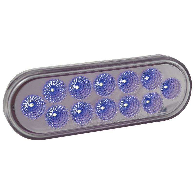 Dual Revolution Amber/Blue oval 12 diode LED marker/turn signal/auxiliary light - CLEAR lens