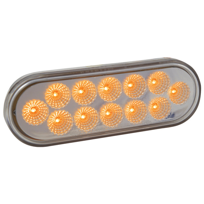 Dual Revolution Amber/Blue oval 12 diode LED marker/turn signal/auxiliary light - CLEAR lens