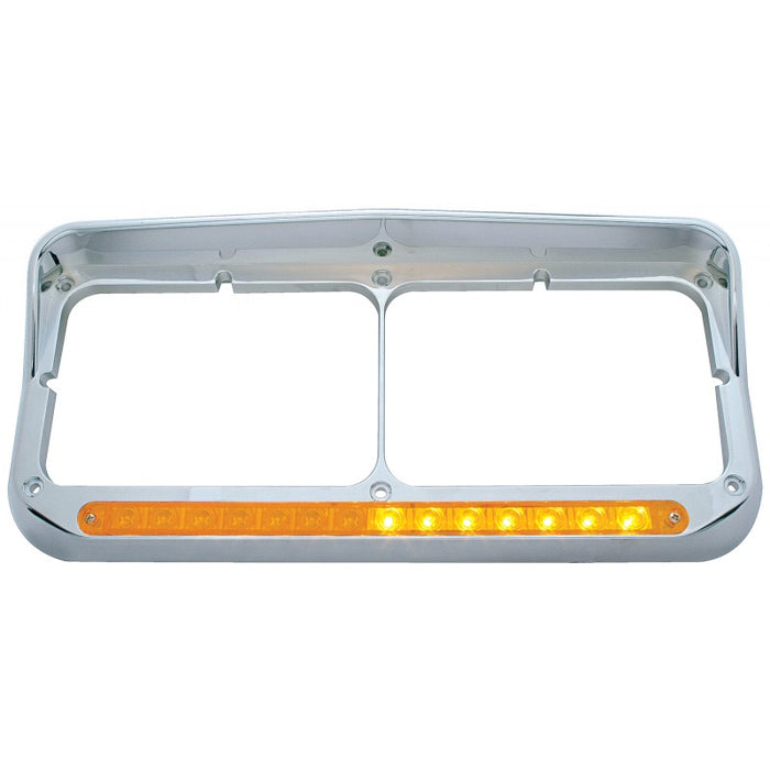 Chrome dual rectangular headlight bezel w/amber LED sequential turn signal
