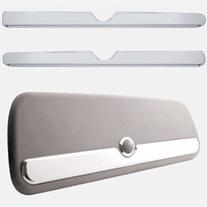 Peterbilt 386/389 chrome plastic upper storage door trim - 2 pieces