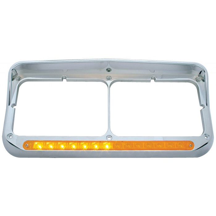 Chrome dual rectangular headlight bezel w/amber LED sequential turn signal