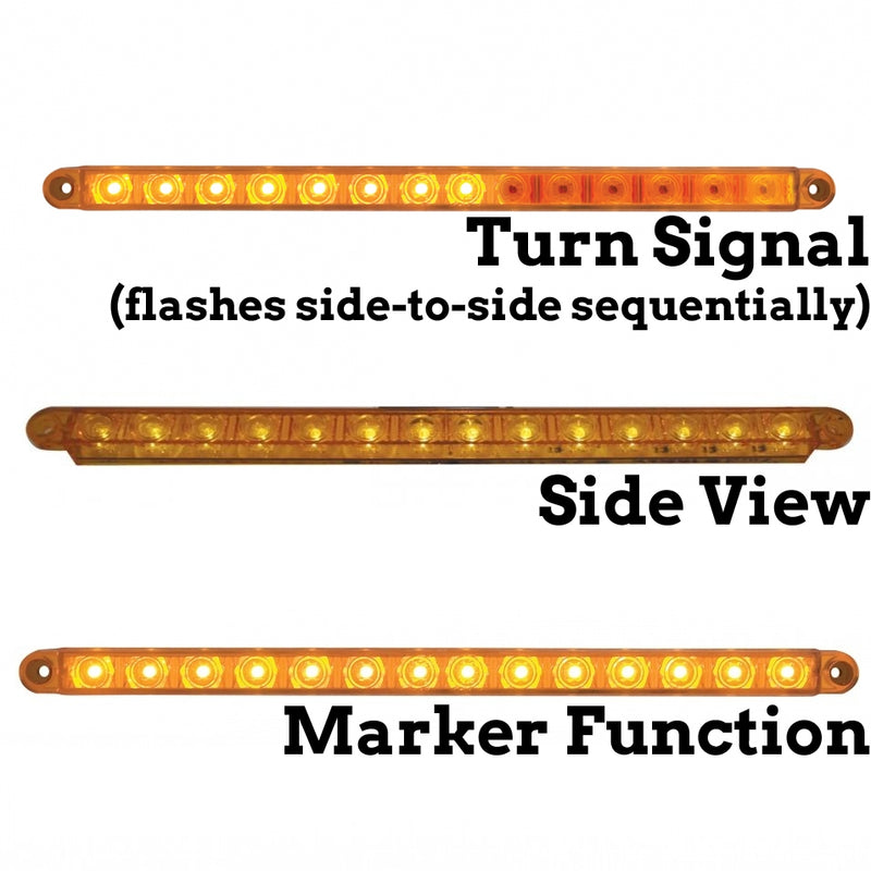 Amber thin 12" long LED sequential turn signal light bar
