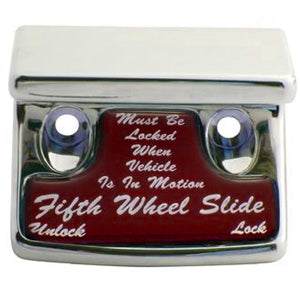 Freightliner Classic/FLD chrome plastic switch guard w/glossy "Fifth Wheel Slide" sticker