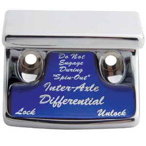 Freightliner Classic/FLD chrome switch guard w/glossy "Inter-axle Differential" sticker