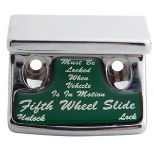 Freightliner Classic/FLD chrome plastic switch guard w/glossy "Fifth Wheel Slide" sticker