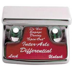 Freightliner Classic/FLD chrome switch guard w/glossy "Inter-axle Differential" sticker