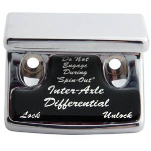 Freightliner Classic/FLD chrome switch guard w/glossy "Inter-axle Differential" sticker