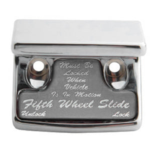 Freightliner Classic/FLD chrome plastic switch guard w/glossy "Fifth Wheel Slide" sticker