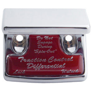 Freightliner Classic/FLD chrome plastic switch guard w/glossy "Traction Differential" sticker