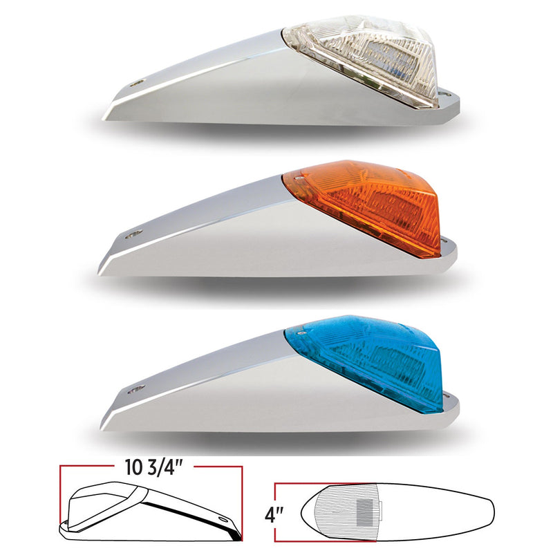 Dual Revolution Amber/Blue 42 diode Kenworth-style LED cab light w/chrome housing - CLEAR lens