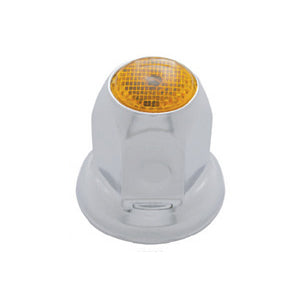 33mm chrome steel lugnut cover w/flange and reflector - Amber