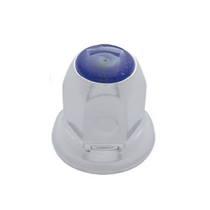 33mm chrome steel lugnut cover w/flange and reflector - Blue