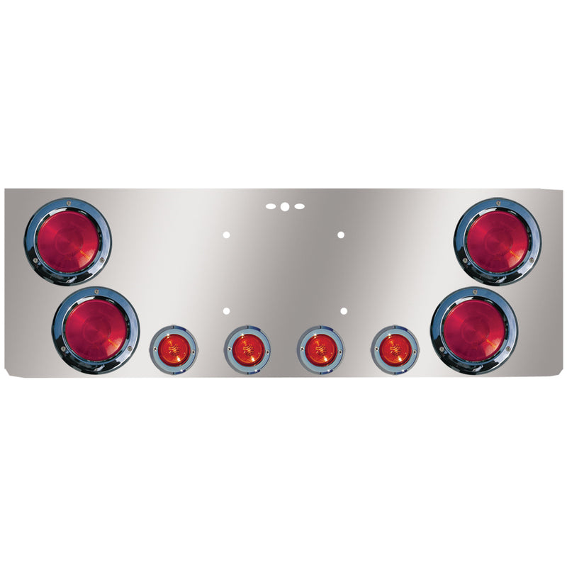 12" stainless steel rear center panel w/4 round 4", 4 round 2" light holes