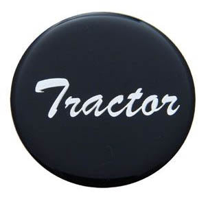 "Tractor" or "Trailer" glossy sticker for large universal chrome knobs