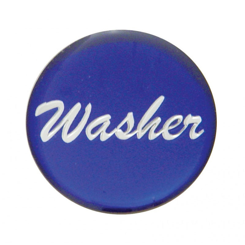 "Washer" glossy sticker for small chrome dash knobs