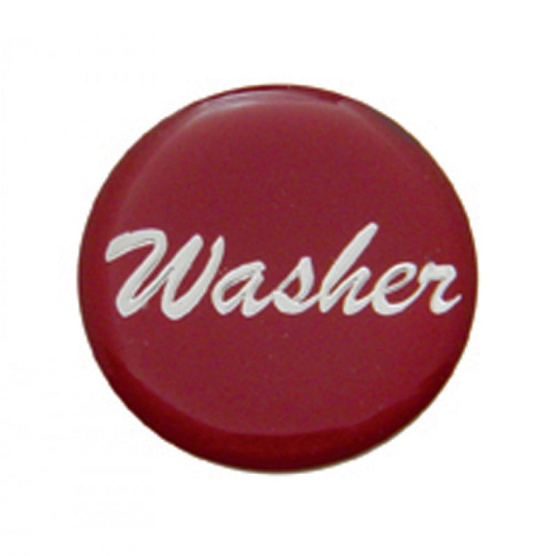 "Washer" glossy sticker for small chrome dash knobs