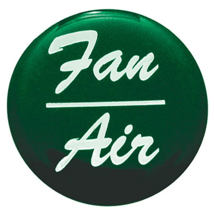 "Fan/Air" glossy sticker for small chrome dash knobs