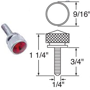 Kenworth -2001 chrome knurled head dash screw w/jewel - PAIR