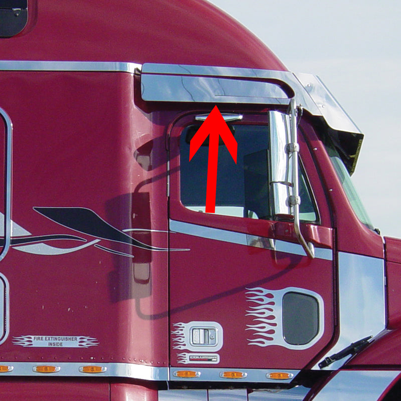 Freightliner Century/Columbia -2003 stainless steel above door visor extension - PAIR