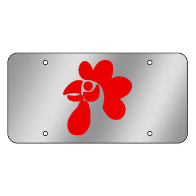 Chicken stainless steel license plate w/red background