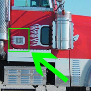 Freightliner Classic/FLD/Century/Columbia stainless steel door handle surrounds w/flames - PAIR