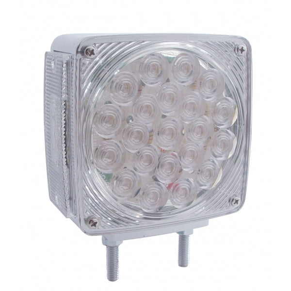 Amber/Red square 21 diode LED turn signal light, CLEAR lens