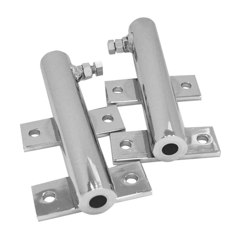 Chrome heavy-duty bumper mountable safety/warning flag holder - PAIR