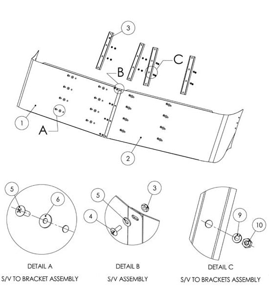Freightliner Classic/FLD condo stainless steel 16" gangster visor w/6 combo light holes