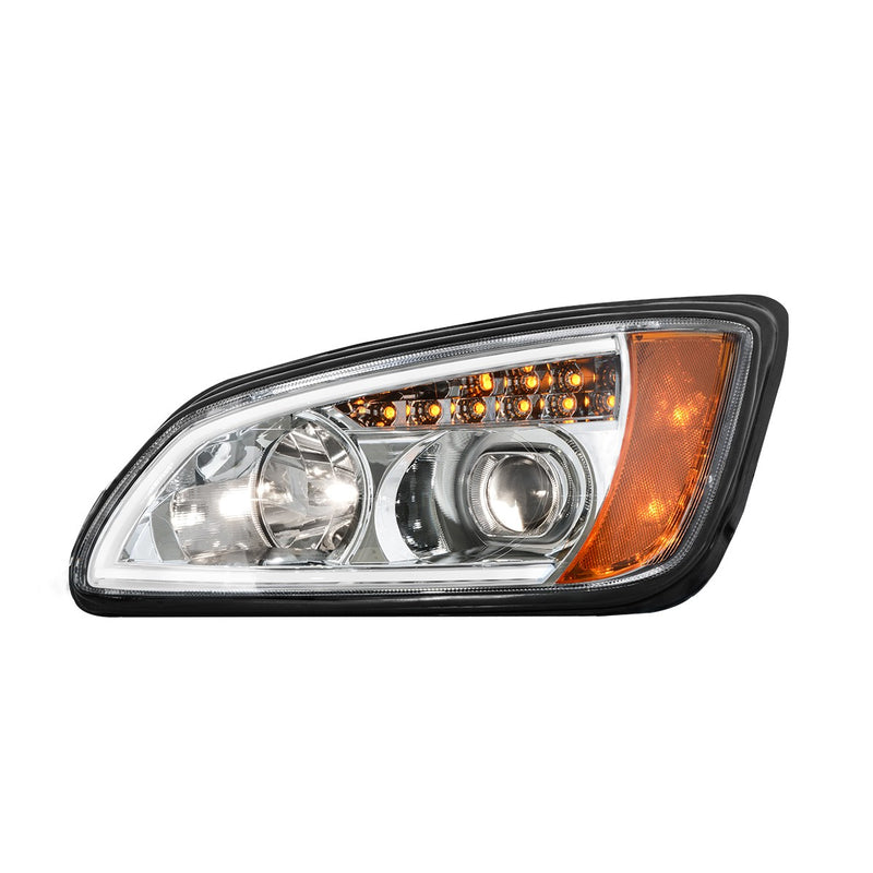 Kenworth T660 chrome projection headlight w/LED turn signal and white LED running light
