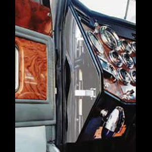 Peterbilt 1996-1999 stainless steel end dash trim without side defroster - driver's side