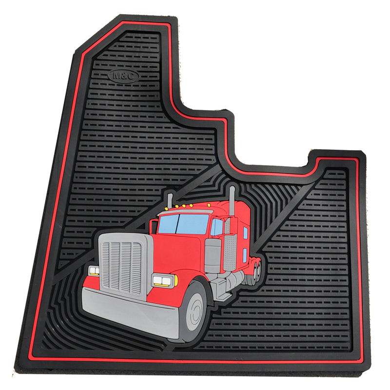 Peterbilt 379 -2005 red/black colored rubber floor mats - PAIR