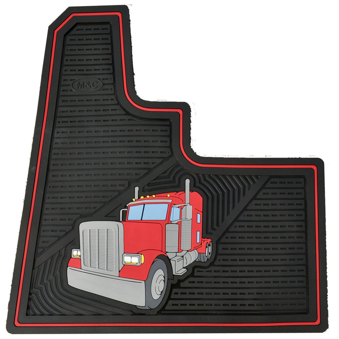 Peterbilt 379 2006+ red/black colored rubber floor mats - PAIR
