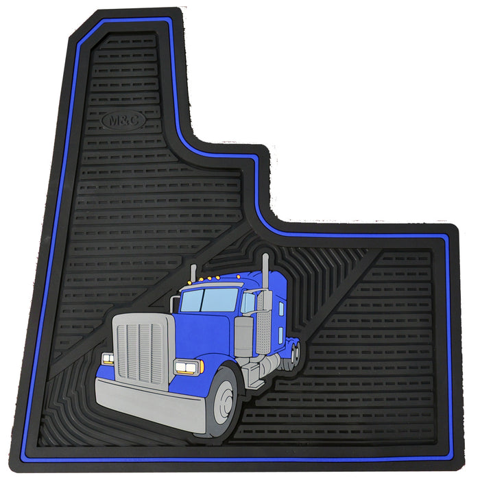 Peterbilt 379 2006+ blue/black colored rubber floor mats - PAIR