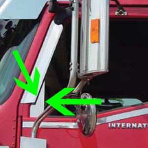 International I-model stainless steel door window triangular trims - PAIR