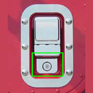 International I-model stainless steel cab door key hole trim - PAIR