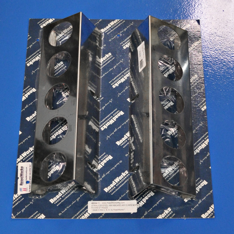 Kenworth 15" inboard front air cleaner brackets w/10 round 2" light holes