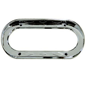 Oval chrome plastic light bezel with visor - diamond accents