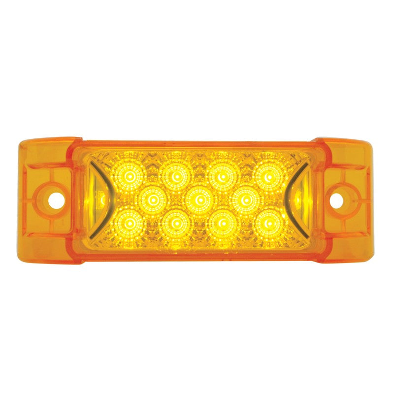 Amber 2" x 6" rectangular 13 diode LED marker light w/reflector