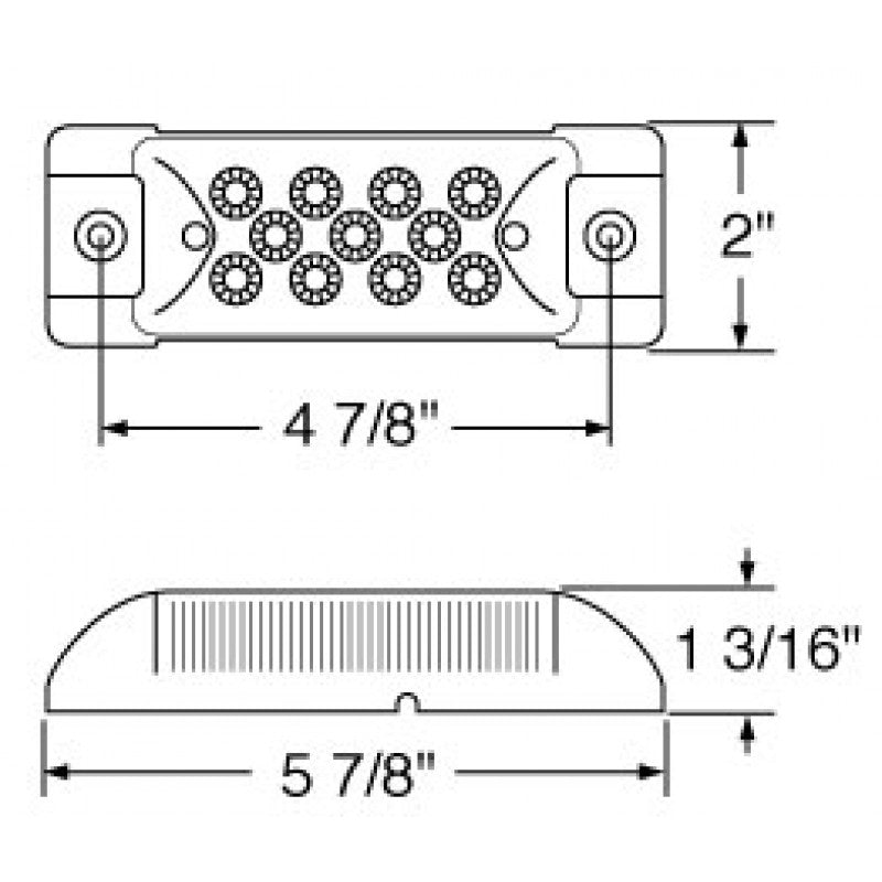 Amber 2" x 6" rectangular 13 diode LED marker light w/reflector