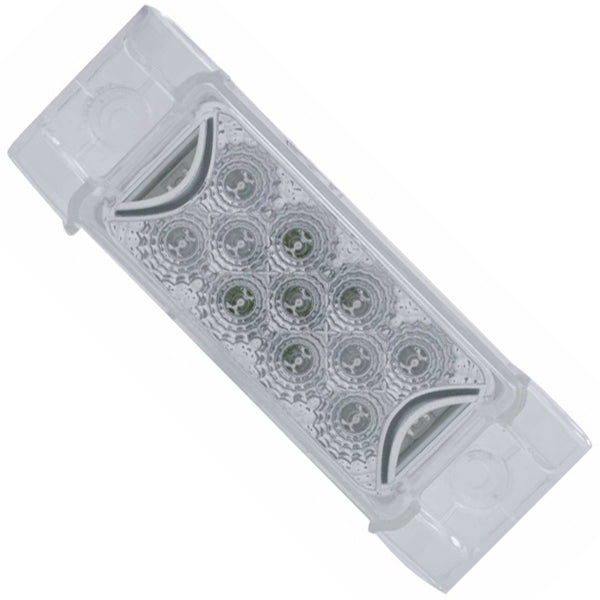 Amber 2" x 6" rectangular 13 diode LED marker light w/reflector - CLEAR lens