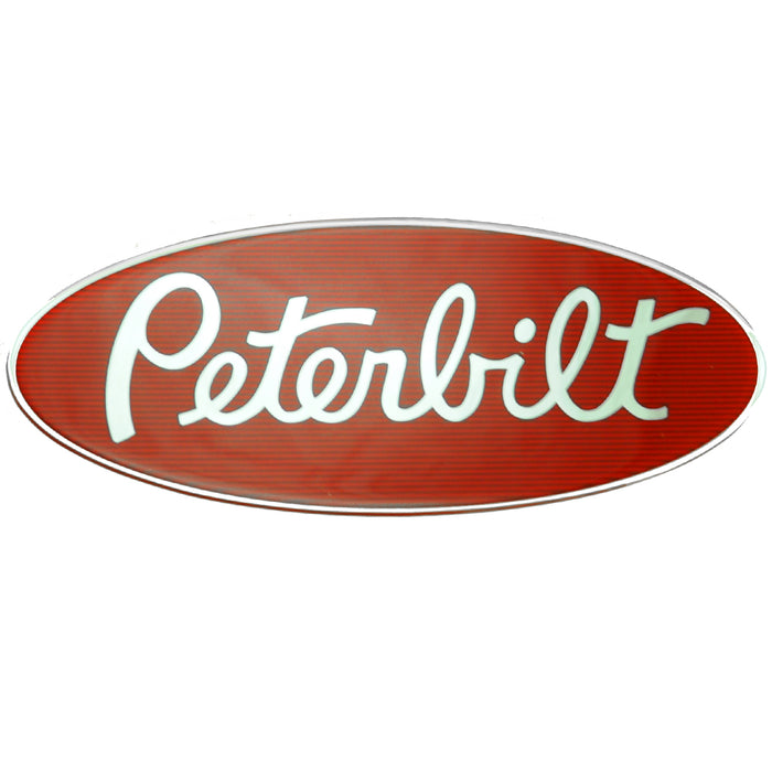 Peterbilt-style red/chrome emblem-sized decal