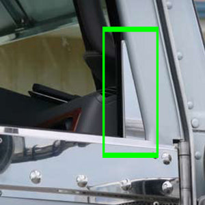 Peterbilt 379/389 2006+ stainless steel triangular front corner door window trim - PAIR