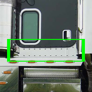 Peterbilt 379/389 stainless steel under door panels w/dimples - PAIR