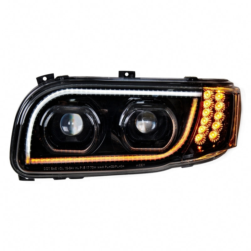 Peterbilt 388/389 / 567 projection-style "Blackout" ALL LED headlight w/turn signal/position bar