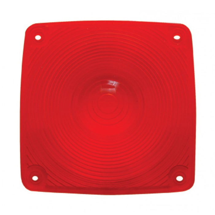 Red plastic lens for square incandescent turn signal light