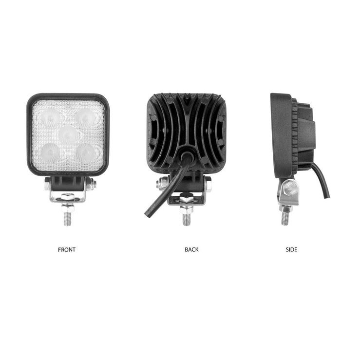 White 5 diode LED mini square spot work light - 900 lumens