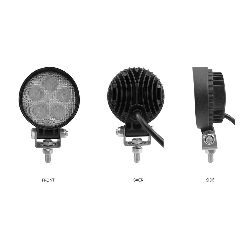 White 5 diode LED mini round spot work light - 900 lumens